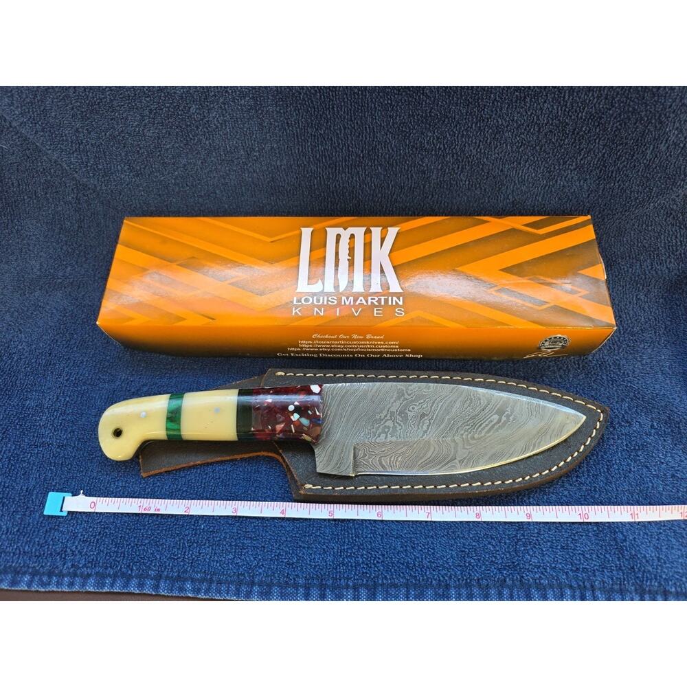 Hunting Bowie Knife 10.5 Inch Custom Made Forged Damascus Blade LMK Knives #6947